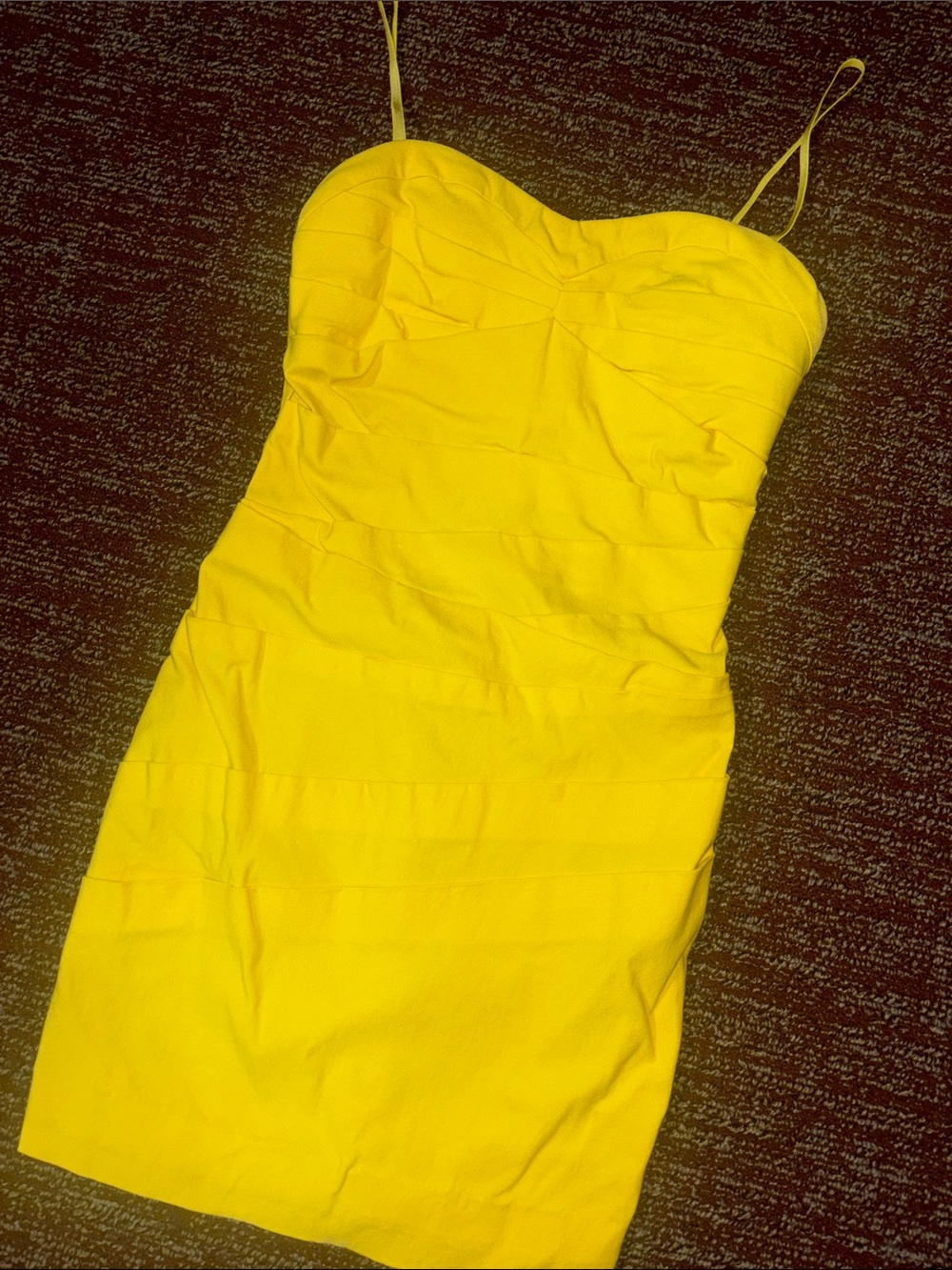 Fredrick’s of Hollywood vintage dress rouched. Bodycon fitted yellow mini dress